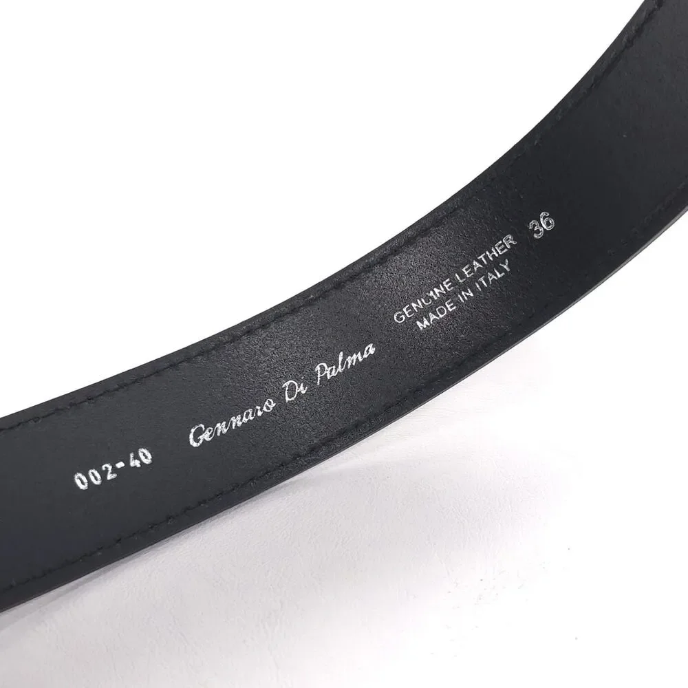 GENNARO DI PALMA Mens New Black Genuine Leather Belt 36 ITALY MADE